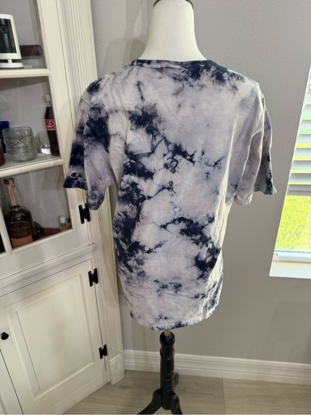 Champion Tie-Dye Short Sleeve Tee in Black and White with Multicolor Logo - Picture 4 of 6